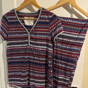 Cuddl Duds Women's Geometric Pajama Set - Red, Blue, White